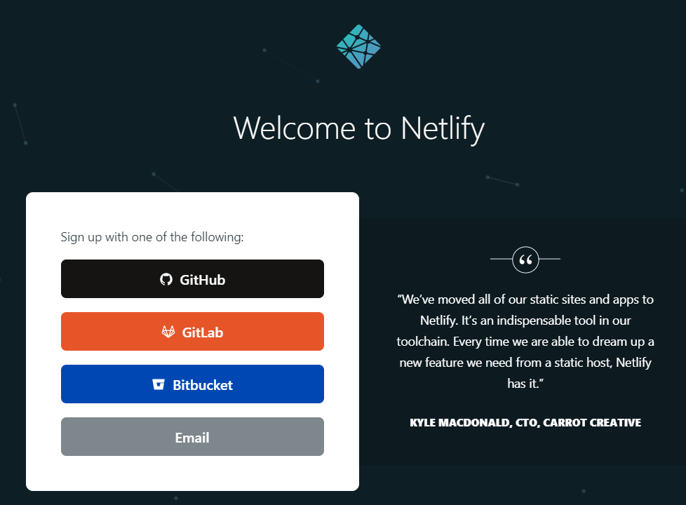 Netlify Sign up